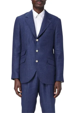 Brunello Cucinelli Heren, Pakken, Blauw, Maat: XL Linnen