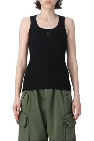 Pinko Dames, Tops, Zwart, Maat: XS Katoen