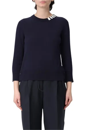 Thom Browne Dames, Truien, Blauw, Maat: M Wol