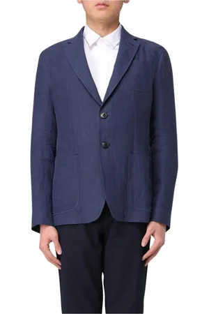 Emporio Armani Heren, Jassen, Blauw, Maat: XL Linnen