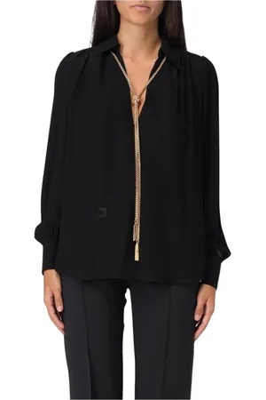 Elisabetta Franchi Dames, Blouses & Shirts, Zwart, Maat: 2XS Poliester