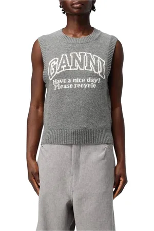 Ganni Dames, Truien, Grijs, Maat: L Wol