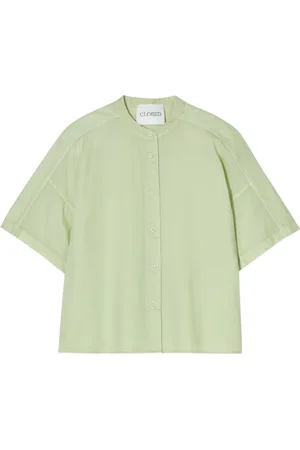 Closed Dames, Blouses & Shirts, Groen, Maat: XS Katoen