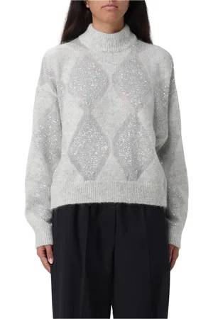 Brunello Cucinelli Dames, Truien, Grijs, Maat: S Wol