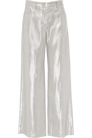 Max Mara Dames, Broeken, Grijs, Maat: 2XS Linnen