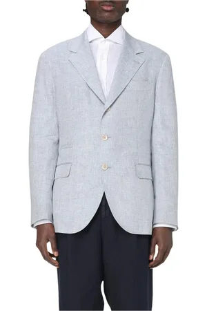 Brunello Cucinelli Heren, Jassen, Blauw, Maat: 2XL Linnen