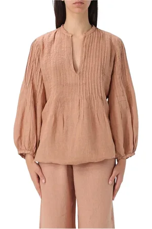 120% Lino Dames, Blouses & Shirts, Roze, Maat: XS Linnen