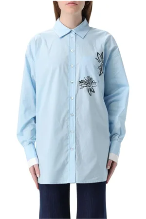 Twin-Set Dames, Blouses & Shirts, Blauw, Maat: M Katoen