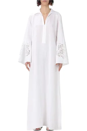 Max Mara Dames, Jurken, Wit, Maat: M Linnen
