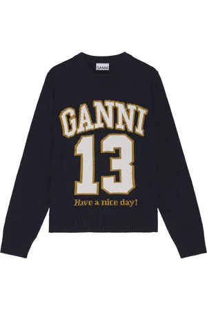 Ganni Dames, Truien, Blauw, Maat: S Wol