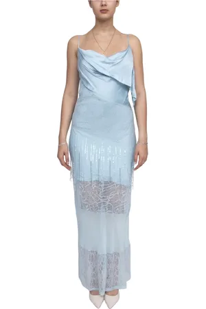 Pinko Dames, Jurken, Blauw, Maat: S Satijn