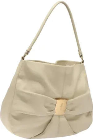 Salvatore Ferragamo Dames, Pre-owned, Wit, Maat: ONE Size Leer