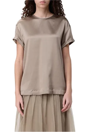 Brunello Cucinelli Dames, Tops, Grijs, Maat: M Zijde