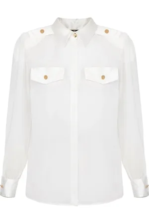 Elisabetta Franchi Dames, Blouses & Shirts, Wit, Maat: XL Satijn