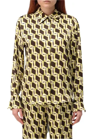 Msgm Dames, Blouses & Shirts, Bruin, Maat: XS Zijde