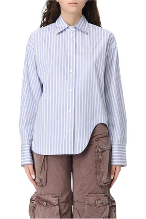 The Attico Dames, Blouses & Shirts, Blauw, Maat: S Katoen