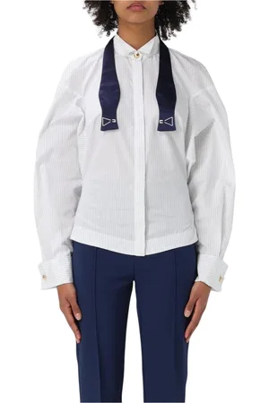 Elisabetta Franchi Dames, Blouses & Shirts, Wit, Maat: XL Katoen
