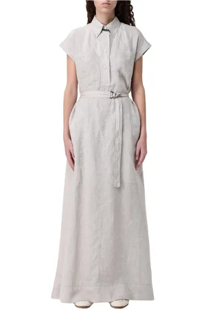 Brunello Cucinelli Dames, Jurken, , Maat: L Linnen