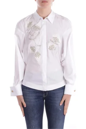 Elisabetta Franchi Dames, Blouses & Shirts, Wit, Maat: M Katoen