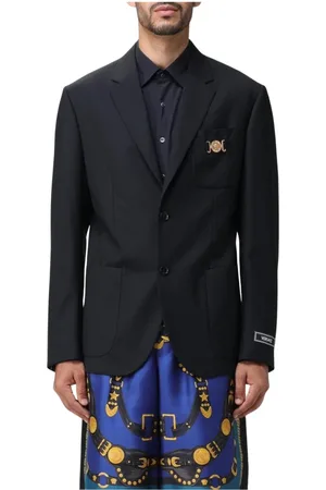 VERSACE Heren, Jassen, Zwart, Maat: L Wol