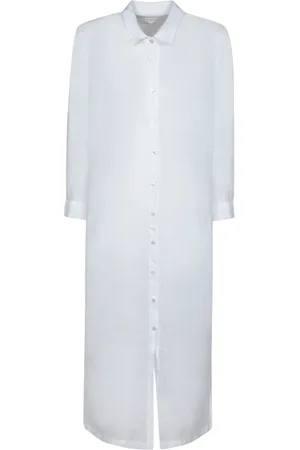 120% Lino Dames, Jurken, Wit, Maat: 2XS Linnen