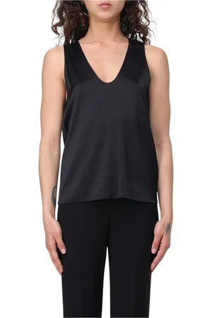 Patrizia Pepe Dames, Tops, Zwart, Maat: 2XS Zijde
