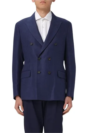 ELEVENTY Heren, Jassen, Blauw, Maat: XL Linnen
