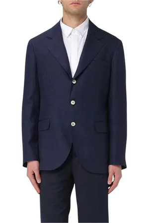 Brunello Cucinelli Heren, Jassen, Blauw, Maat: M Linnen