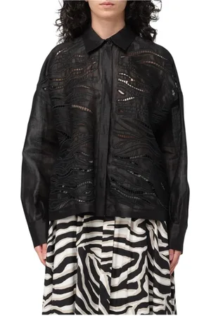 Max Mara Dames, Blouses & Shirts, Zwart, Maat: L Linnen