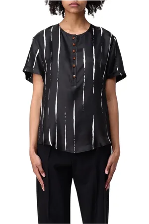 ALYSI Dames, Blouses & Shirts, Zwart, Maat: M Zijde