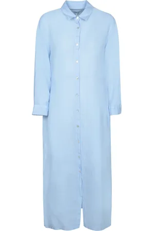120% Lino Dames, Blouses & Shirts, Blauw, Maat: XS Linnen