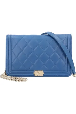 CHANEL Dames, Pre-owned, Blauw, Maat: ONE Size Leer