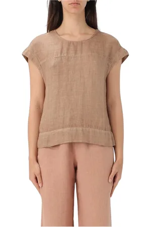 120% Lino Dames, Blouses & Shirts, Bruin, Maat: XS Linnen