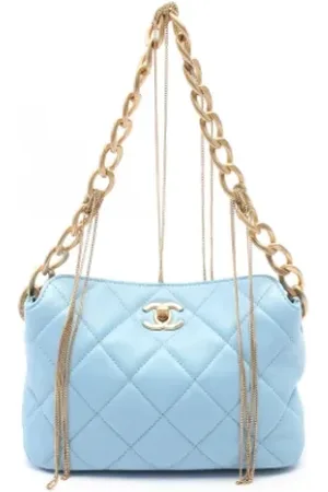CHANEL Dames, Pre-owned, Blauw, Maat: ONE Size Leer