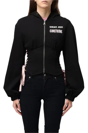 VERSACE Dames, Sweatshirts & Hoodies, Zwart, Maat: 2XS Katoen