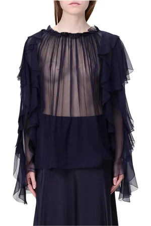 Alberta Ferretti Dames, Blouses & Shirts, Blauw, Maat: M Zijde