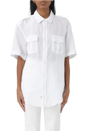 Blauer Dames, Blouses & Shirts, Wit, Maat: L Linnen