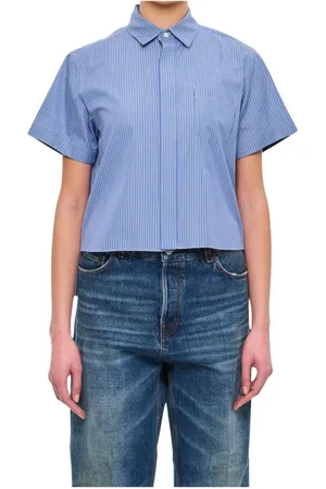 SACAI Dames, Blouses & Shirts, Blauw, Maat: L Katoen