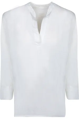120% Lino Dames, Blouses & Shirts, Wit, Maat: XL Linnen