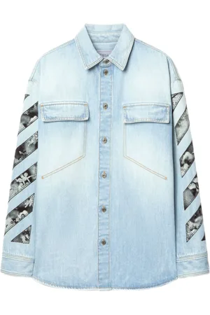 OFF-WHITE Heren, Overhemden, Blauw, Maat: S Katoen