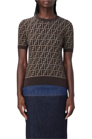 Fendi Dames, Tops, Bruin, Maat: 2XS Katoen