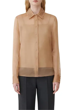 Fabiana Filippi Dames, Blouses & Shirts, Bruin, Maat: S Zijde