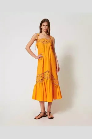 Twin-Set Dames, Jurken, Oranje, Maat: XS Katoen