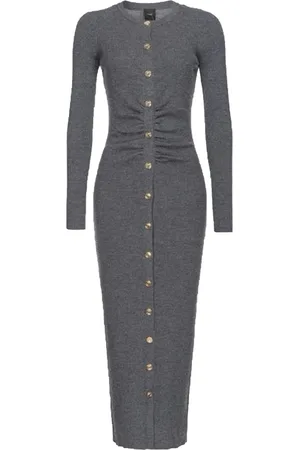 Pinko Dames, Jurken, Grijs, Maat: M Wol