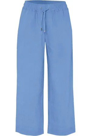 Toni Dames, Broeken, Blauw, Maat: L Linnen