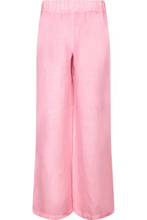 120% Lino Dames, Broeken, Roze, Maat: L Linnen