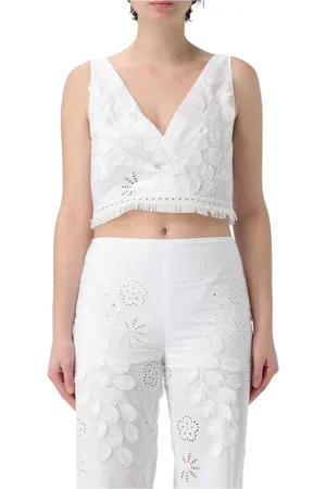 Alberta Ferretti Dames, Tops, Wit, Maat: XS Katoen