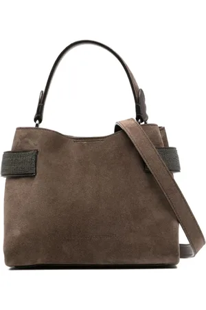 Brunello Cucinelli Dames, Tassen, Bruin, Maat: ONE Size Suède