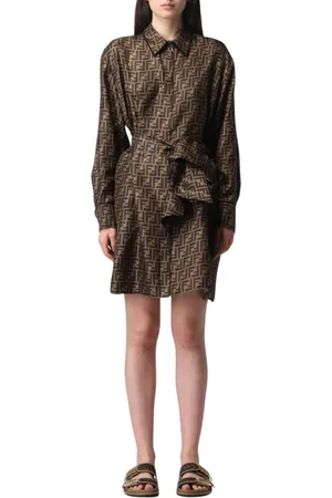 Fendi Dames, Jurken, Bruin, Maat: M Zijde