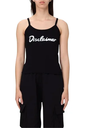 DISCLAIMER Dames, Tops, Zwart, Maat: S Katoen